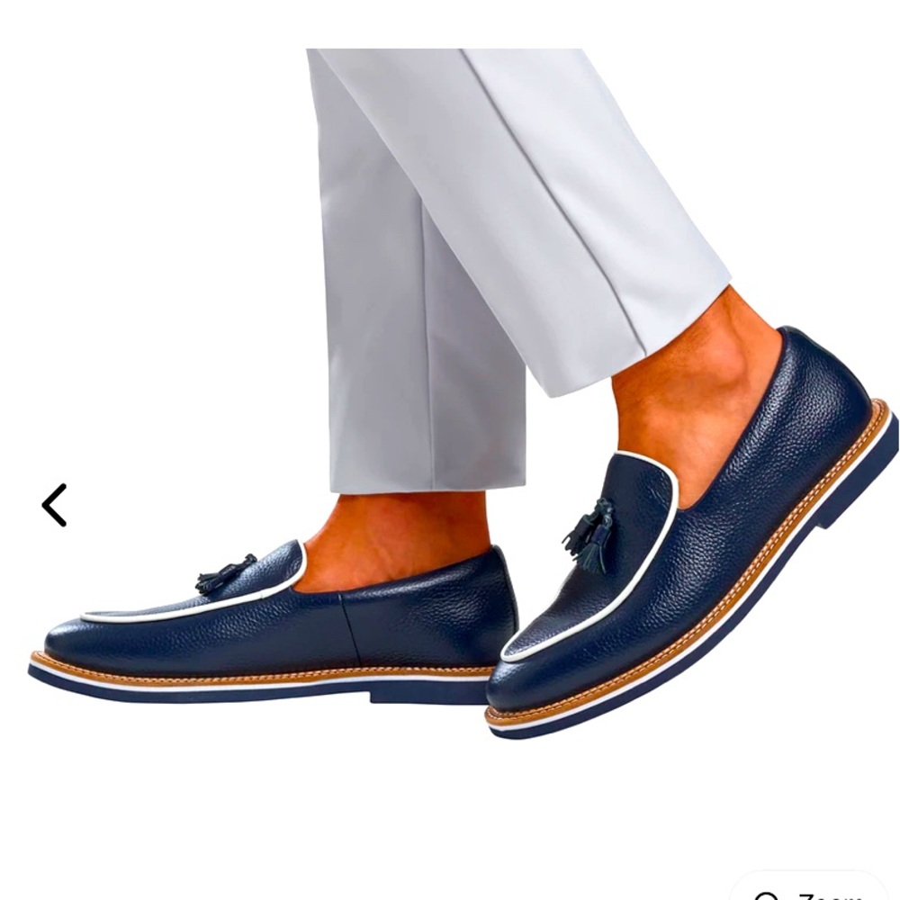 Men leather shoes size 8 navy